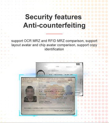 Escaneador de passaportes OCR de profundidade de cores de 24 bits para dispositivos de verificação de identidade de aeroportos/hotéis