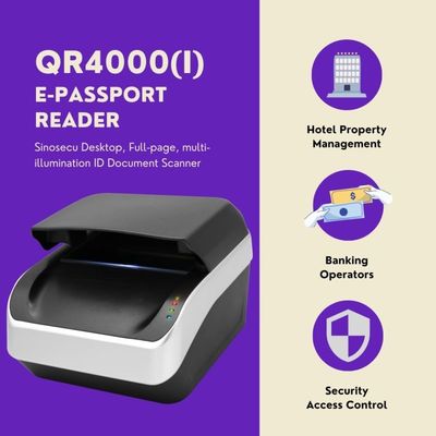 Iluminação ICAO Doc 9303 Passaportes Página completa MRZ Leitor de passaportes com SDK gratuito RFID