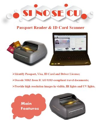 Compacto 235*250*148mm Scanner de carteira de motorista e Hotel Passport Reader com SDK